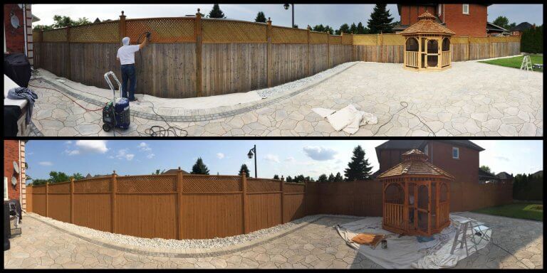Transformation of the look of the fence after fence painting as part of exterior painting service by MS Painting GTA
